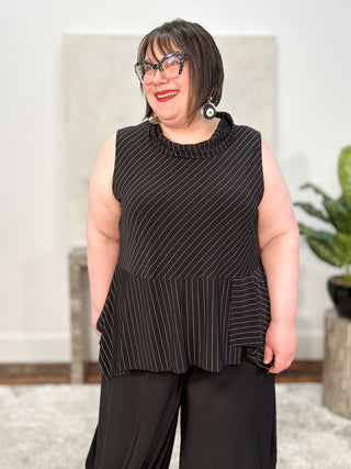 Tres Chic Portia Tank, Black Stripe