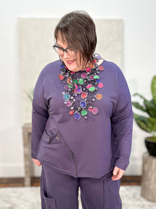 French Terry Brie Top, Plum