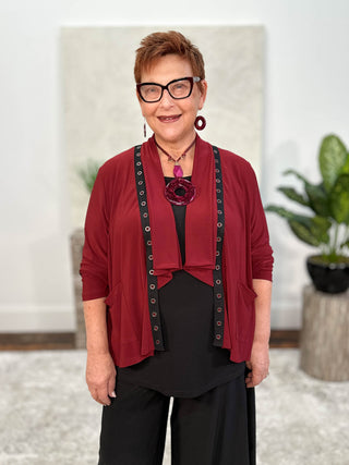 Chalet Tres Chic Desiree Cardi, Merlot - Statement Boutique