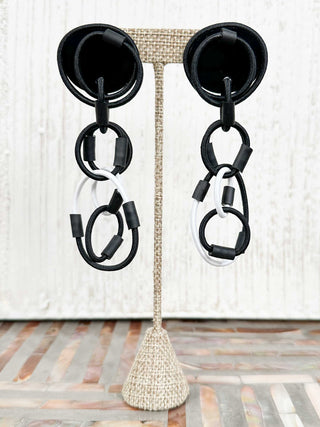 Christina Brampti Elastic Cord Drop Post Earrings, Black/White - Statement Boutique