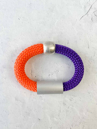 Christina Brampti Mixed Cord & Aluminum Magnet Bracelet, Orange/Purple - Statement Boutique