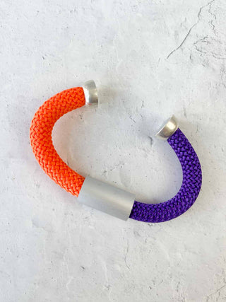 Christina Brampti Mixed Cord & Aluminum Magnet Bracelet, Orange/Purple - Statement Boutique