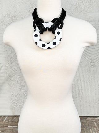 Reversible Resin Pendant Necklace, Polka Dot