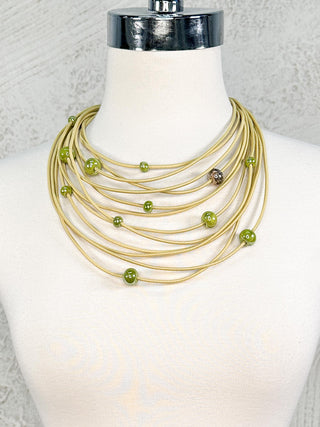Multi Strand Ceramic Bead Necklace, Chartreuse