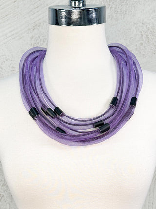 Multistrand Mesh & Aluminum Accent Necklace, Purple