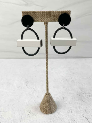 Aluminum Bar Rubber Drop Earrings, White