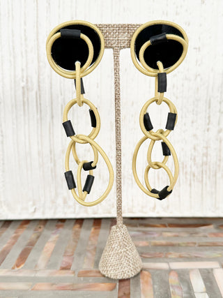 Elastic Cord Drop Post Earrings, Chartreuse