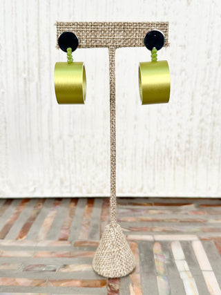 Aluminum Hoop Drop Earrings, Yellow