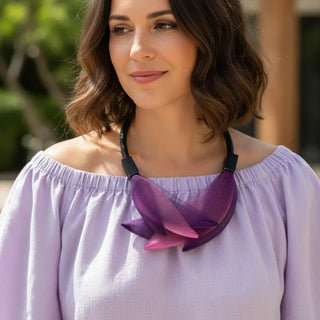 Christina Brampti Feather Tulle Collar, Purple Mix - Statement Boutique