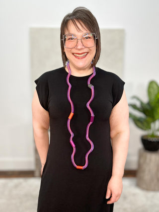 Christina Brampti Long Tulle & Cord Necklace, Purple/Orange - Statement Boutique