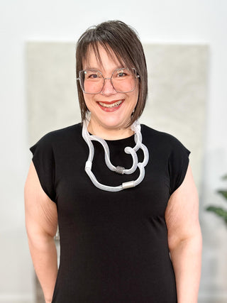 Christina Brampti Long Tulle & Cord Necklace, White - Statement Boutique