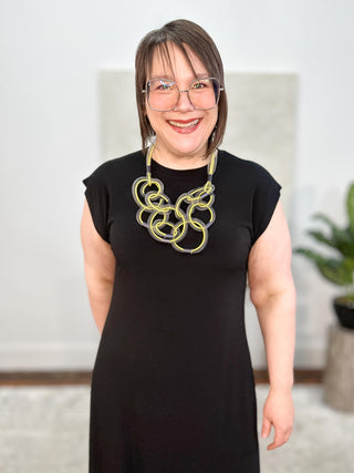 Christina Brampti Mesh Loop & Cord 2 Strand Necklace, Grey/Yellow - Statement Boutique