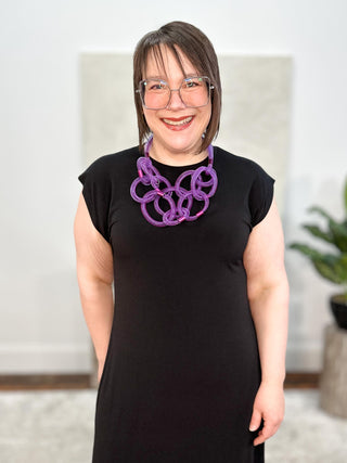 Christina Brampti Mesh Loop & Cord 2 Strand Necklace, Purple - Statement Boutique