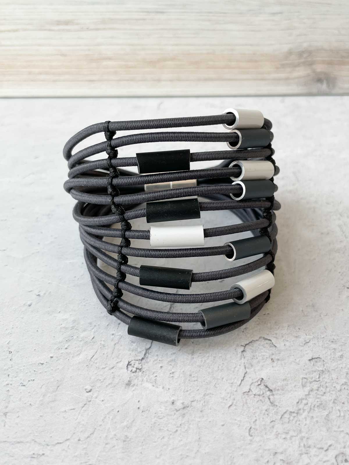 Christina Brampti Multi Strand Leather &amp; Aluminum Magnetic Bracelet, Grey/White - Statement Boutique