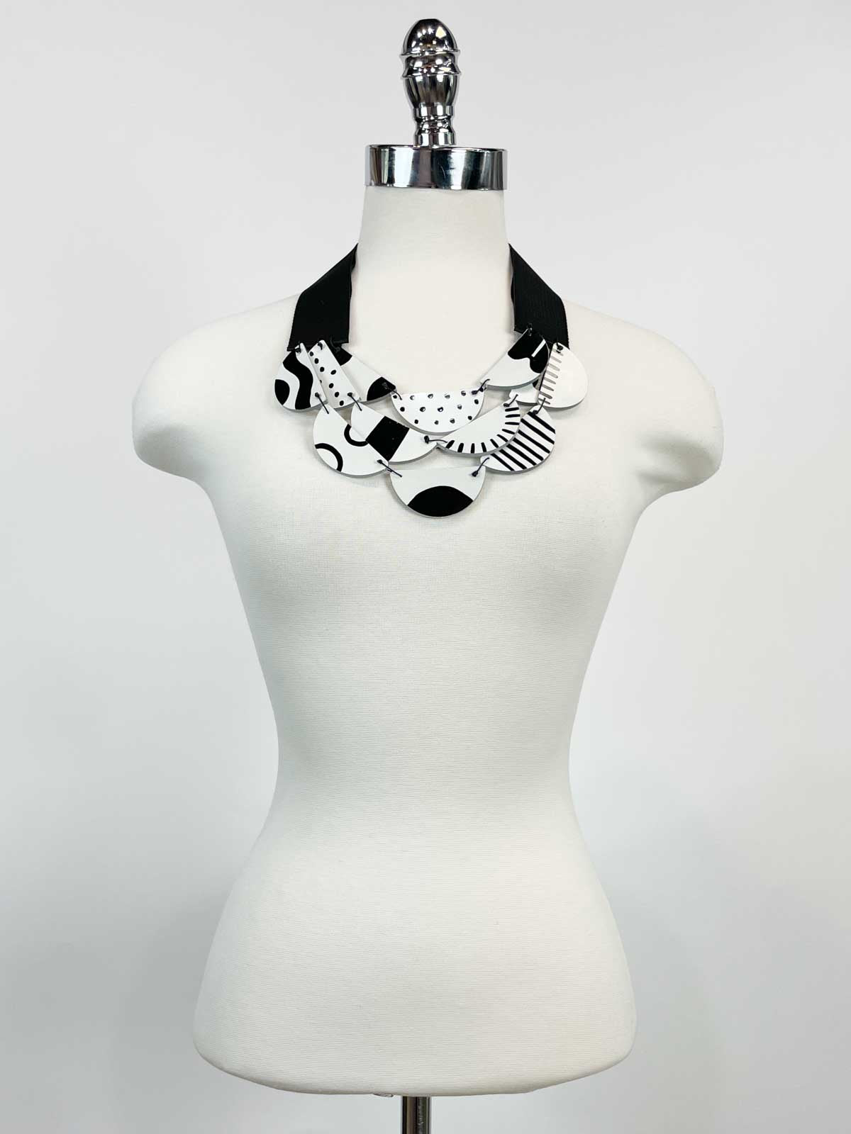 Christina Brampti Printed Bib Necklace, Black/White - Statement Boutique