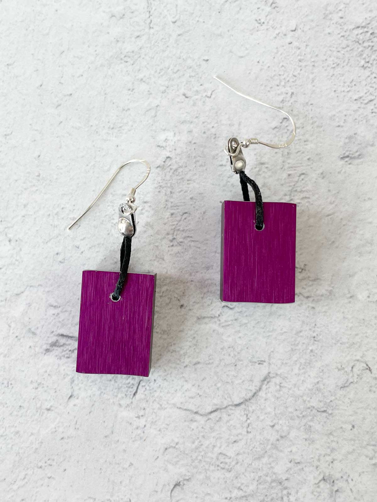 Christina Brampti Small Rectangular Aluminum Drop Earrings, Purple - Statement Boutique