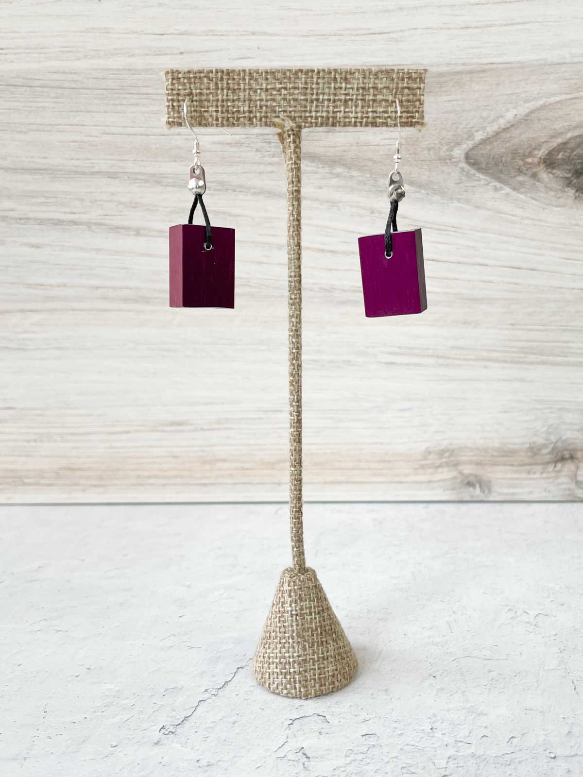 Christina Brampti Small Rectangular Aluminum Drop Earrings, Purple - Statement Boutique