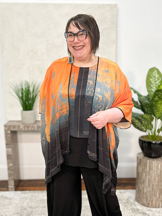 Cocoon House Silk Long Kimono, Sienna Skies - Statement Boutique