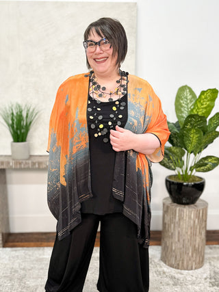 Cocoon House Silk Long Kimono, Sienna Skies - Statement Boutique