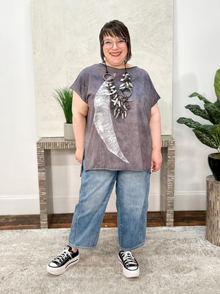 Cynthia Ashby Ace Tee with Silver Graphic, Galactic - Statement Boutique