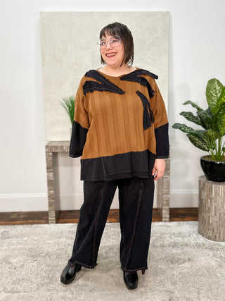 Cynthia Ashby Ever Denim Accent Sweater, Camel/Mystic - Statement Boutique