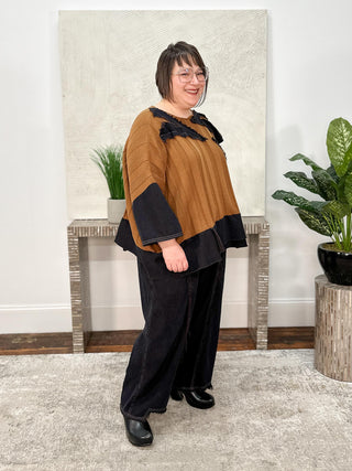 Cynthia Ashby Ever Denim Accent Sweater, Camel/Mystic - Statement Boutique