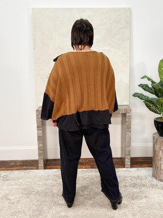 Cynthia Ashby Ever Denim Accent Sweater, Camel/Mystic - Statement Boutique