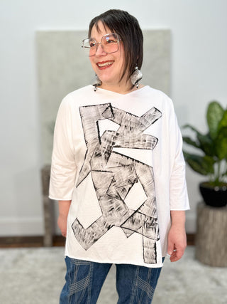 Cynthia Ashby Jay Tee with Black Graphic, Natural - Statement Boutique