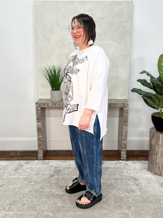 Cynthia Ashby Jay Tee with Black Graphic, Natural - Statement Boutique