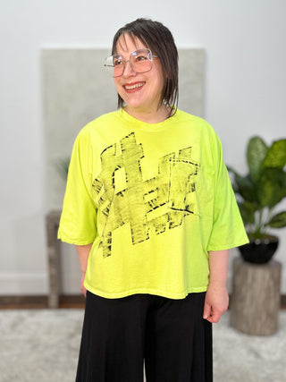 Cynthia Ashby Rex Tee with Black Graphic, Neon - Statement Boutique