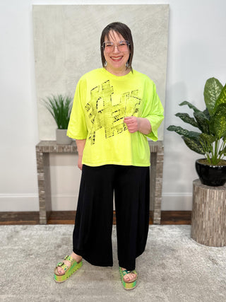 Cynthia Ashby Rex Tee with Black Graphic, Neon - Statement Boutique