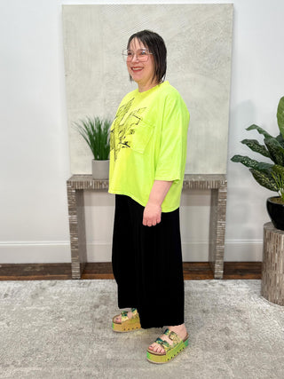 Cynthia Ashby Rex Tee with Black Graphic, Neon - Statement Boutique