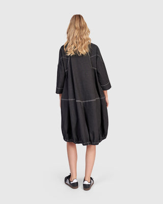 Alembika Panama Oversized Shirt Dress, Black Denim - Statement Boutique