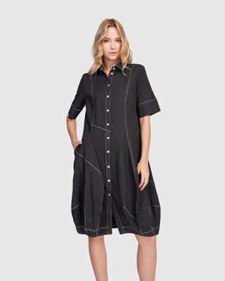 Alembika Barbie Wonderful Shirt Dress, Black Denim - Statement Boutique