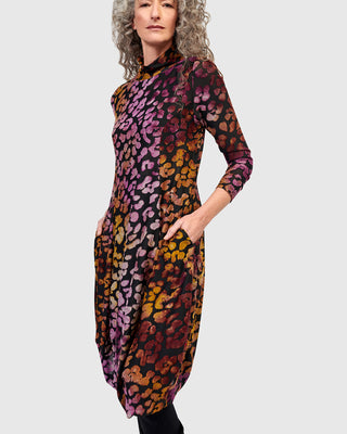 Alembika Burnout Mock Neck Cocoon Dress, Bloom - Statement Boutique
