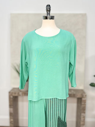 3/4 Sleeve Boxy Top, Caribbean