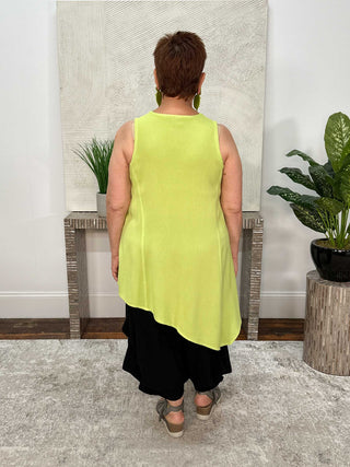 Angled Hem Pocket Tank, Lime