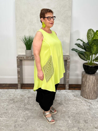 Angled Hem Pocket Tank, Lime