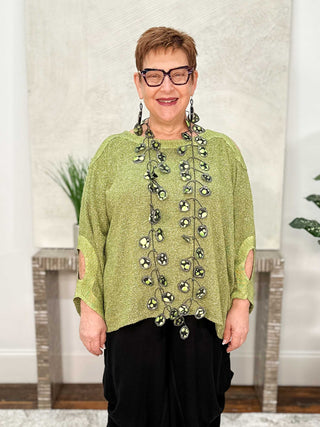 Cold Shoulder Boucle Top, Lime
