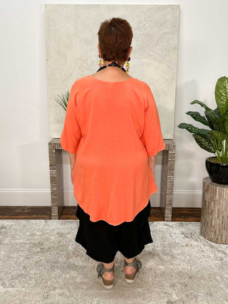 Dairi Imports Curved High Low Top, Tangerine - Statement Boutique