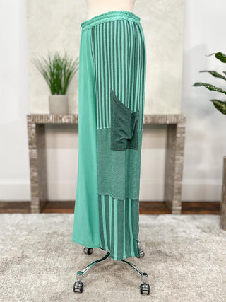 Mix Fabric Pocket Pants, Caribbean