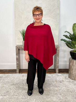 Dolma Cashmere Poncho Topper, Cherry - Statement Boutique