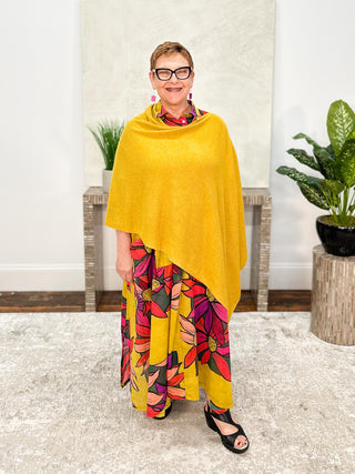 Dolma Cashmere Poncho Topper, Lotta Yellow - Statement Boutique