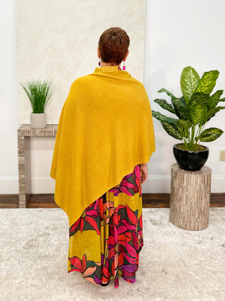 Dolma Cashmere Poncho Topper, Lotta Yellow - Statement Boutique