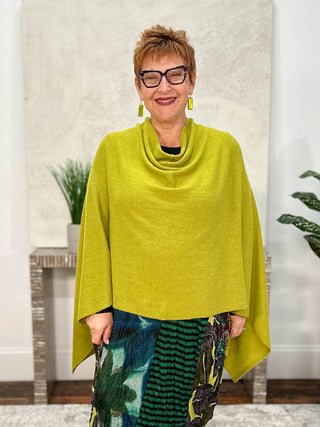 Dolma Cashmere Poncho Topper, Peridot - Statement Boutique