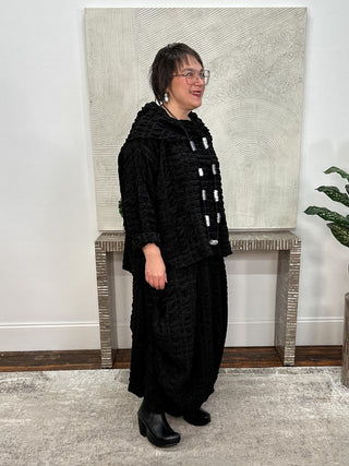 Side Tuck Skirt, Black Pucker