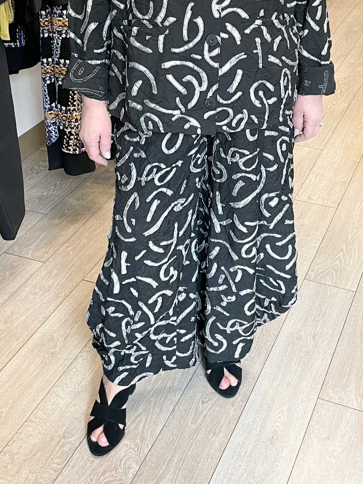 Dress To Kill Fly Pant, Black Squiggle - Statement Boutique