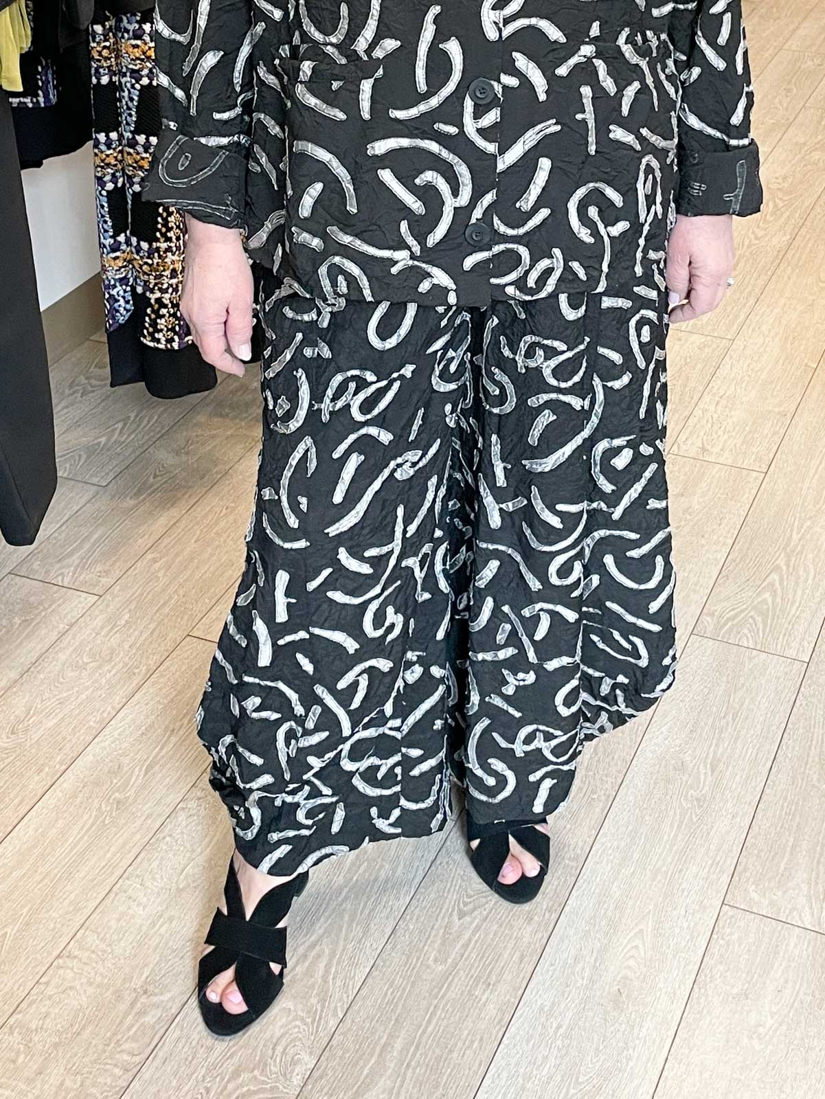 Dress To Kill Fly Pant, Black Squiggle - Statement Boutique