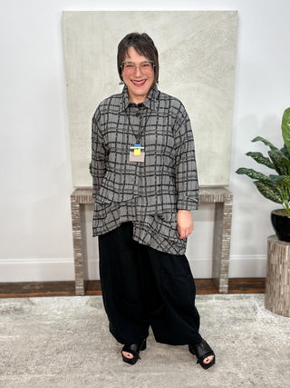 Multi Pocket Pant, Heavy Black Cotton Linen
