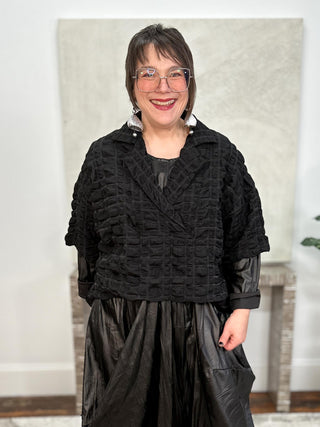 Hi Lo Crop Pullover, Black Pucker